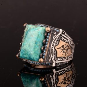 Gerçek Doğal Azurit Taşı Yüzük, 925 Ayar Gümüş Yüzük - Görsel 6