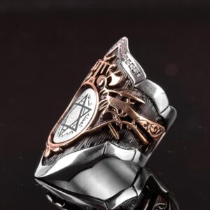 Okçular Yüzüğü, Davut Yıldızı Yüzüğü, İslami Başparmak Gümüş Erkek Yüzüğü, 925 Ayar Gümüş Yüzük (Ayarlanabilir) - Görsel 5