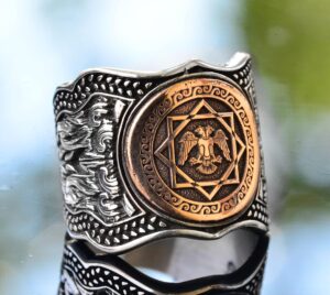 Çift Başlı Kartal Yüzüğü, Gümüş Kartal Yüzüğü, 925 Ayar Gümüş Erkek Yüzüğü, Büyük Yüzük - Görsel 3