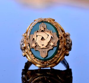 Jade Taşı Yüzük - 925 Ayar Gümüş Mühür Yüzük - El Yapımı Erkek Altın Kaplama Yüzük (Aile Arması) - Görsel 5