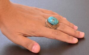 Gerçek Doğal Arizona Turkuaz Taş Yüzük, Sterlin Gümüş Yüzük, Sultan Yüzüğü - Görsel 6
