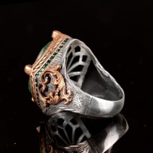 Gerçek Zümrüt Taşlı Yüzük, Zümrüt Yüzük, 925 Ayar Gümüş Yüzük, Erkek Yüzüğü - Görsel 8