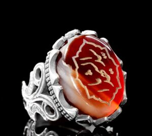 925 Ayar Gümüş Yüzük, İslami Yüzük, Erkek Yüzük, Doğal Akik Taşı (Model-5) - Görsel 2