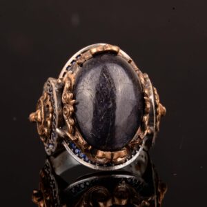 Gerçek Doğal Safir Taşlı Yüzük, Aslan Yüzüğü, 925 Ayar Gümüş Erkek Yüzüğü - Görsel 6