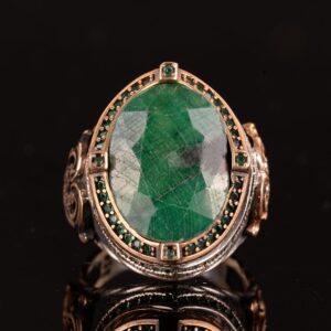 Gerçek Zümrüt Taşlı Yüzük, Zümrüt Yüzük, 925 Ayar Gümüş Yüzük, Erkek Yüzüğü - Görsel 6