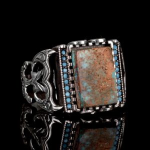 Gerçek Doğal Arizona Turkuaz Taş Yüzük - Sterlin Gümüş Yüzük - Özel Gümüş Yüzük - Görsel 3