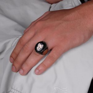 Özgün Desenli Yüzük - 925 Ayar Gümüş El Yapımı Erkek Yüzüğü - Davut Yıldızı Yüzüğü (Akrep) - Görsel 3