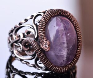 925 Ayar Katı Gümüş Erkek Yüzük - Doğal Taşlarla El Yapımı Zarafet (Ametist Taşı) - Görsel 3