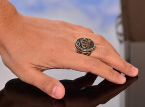 925 Ayar Gümüş Kral Taç Yüzük - Doğal Oniks Taşı - Erkekler için Görkemli Takı - Görsel 6