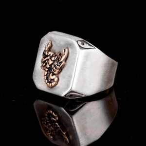 925K Gümüş Erkek Yüzük - İmza Yüzükleri - El Yapımı Yüzük (Akrep) - Görsel 3