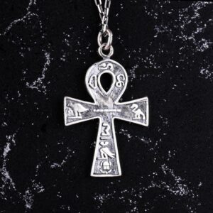 925 Ayar Gümüş Ankh Haçı Kolye, Antik Mısır Hiyeroglifleri ile, Sonsuz Hayat Sembolü Aksesuarı - Görsel 4