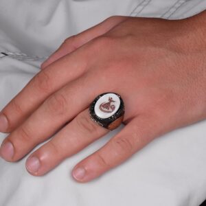 Desenli El Yapımı Yüzük - 925 Ayar Gümüş Erkek Yüzüğü - David Yıldızı Takısı (Vav ve Semazen) - Görsel 3