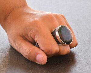 Gerçek Doğal Kan Taşı Yüzük, Katı Gümüş Yüzük, Bin Men Yüzük, Yeşil - Görsel 7