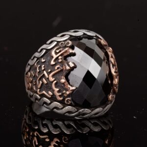 925 Ayar Gümüş Erkek İslami Yüzük Oniks Taşı ile - Müslüman Yüzük - Görsel 3