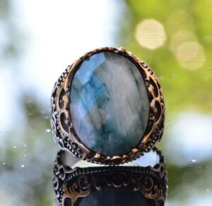 Gerçek Doğal Zümrüt Taş Yüzük, 925 Ayar Sert Gümüş Yüzük, Erkekler İçin El Yapımı Yüzük - Görsel 5