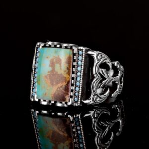 Gerçek Doğal Arizona Turkuaz Taş Yüzük - Gümüş Yüzük - Özel Gümüş Yüzük (Model-4) - Görsel 5