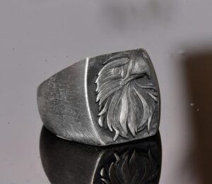 El Yapımı Kartal Başı Yüzük, Gümüş Erkek Yüzüğü - Özgürlüğün ve Gücün Sembolü - Görsel 4