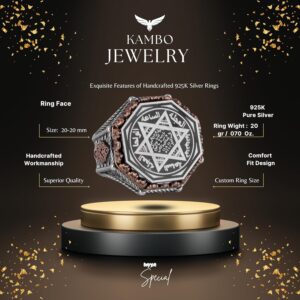 Sekizgen Tasarım - Yüzük - El Yapımı 925 Ayar Gümüş Takı (Davud Yıldızı) - Görsel 2