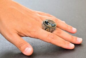 Erkekler için Yapay Mystic Topaz Taşlı, El Yapımı Gümüş Yüzük, 925 Ayar Gümüş Erkek Yüzük, Hediye İçin - Görsel 6