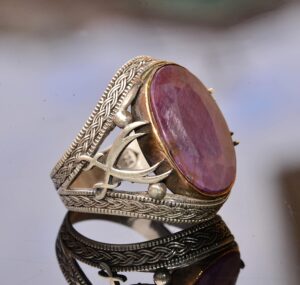 Gerçek Doğal Taş Yüzük - Gümüş Erkek El Yapımı Kılıç Yüzüğü (Yakut) - Görsel 4