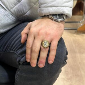 925 Ayar Katı Gümüş Erkek Yüzük - Kişiselleştirilmiş Monogram Harfli Yüzük ile Zirkon Taş - El Yapımı Gümüş Takı Erkekler için - Görsel 4