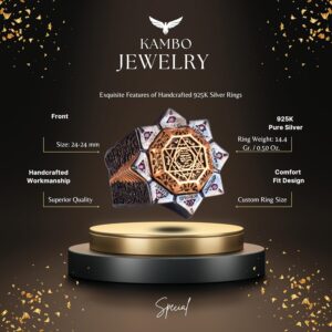 925 Ayar Gümüş Erkek Yüzük - Kırmızı Zirkon Taşlı Davut Yıldızı ve Süleyman Mühürü Tasarımlı Yüzük - Görsel 2