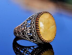 Gerçek Doğal Sarı Safir Taşlı Yüzük, Safir Yüzük, Sterling Gümüş Yüzük - Görsel 3