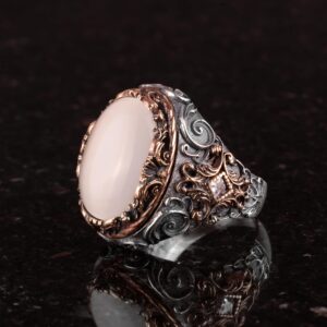 Sultan Yüzük, Yapay Taş Erkek Yüzüğü, 925 Ayar Gümüş Yüzük Erkekler İçin - Görsel 3