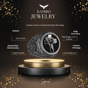 Haç Yüzük - Erkek 925 Ayar Gümüş Hristiyan Yüzüğü - İsa Yüzüğü - Görsel 2