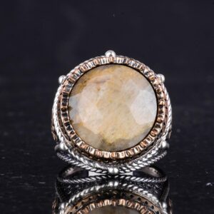 Gerçek Doğal Taş El Yapımı Yüzük - 925 Ayar Gümüş Yüzük (Sarı Safir) - Görsel 4