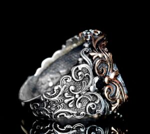 925 Ayar Gümüş Erkek Yüzük - 6 Kenarlı Yapay Oniks Taşı - Görsel 3