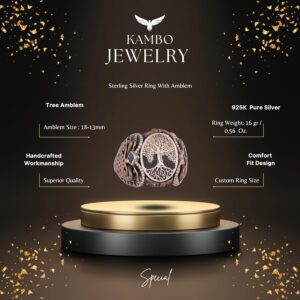 Sterling Gümüş Desenli Yüzük, Amblem - Şahane Kültürel Tasarım (Yggdrasil Hayat Ağacı) - Görsel 2