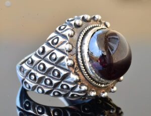 Doğal Granat Taşlı Gümüş Erkek Yüzük - Görsel 4