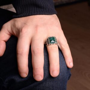 925 Ayar Gümüş Yüzük. Gerçek Doğal Taş Yüzük. (Zümrüt) - Görsel 6