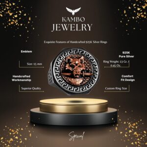 925 Ayar Gümüş Yüzük - Yunan Anahtar Desenli Erkek Yüzüğü - El Yapımı Yüzük (Kurt) - Görsel 2