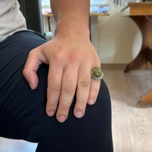 Gerçek Doğal Taş Yüzük - 925 Ayar Gümüş El Yapımı Yüzük (Unakit) - Görsel 3