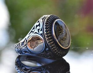 İslami Felak Surah Yüzüğü, Gümüş Yüzük, 925 Ayar Gümüş Erkek Yüzüğü, Büyük Yüzük - Görsel 4