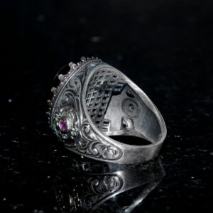 Gerçek Doğal Yıldız Yakutu Taşlı Yüzük, Erkek Yüzüğü, 925 Ayar Gümüş Yüzük - Görsel 7