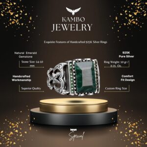 925 Ayar Gümüş Yüzük. Gerçek Doğal Taş Yüzük. (Zümrüt) - Görsel 2