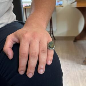 Gerçek Doğal Taş Yüzük - 925 Ayar Gümüş El Yapımı Yüzük (Kan Taşı) - Görsel 3
