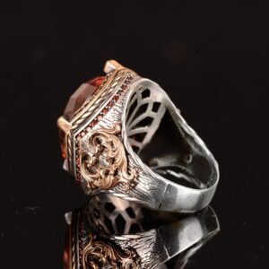 Sultanite Yapay Taşlı Erkek Yüzüğü, Gümüş Yüzük, Özel Gümüş Yüzük, El Yapımı Takı, Erkek Takısı - Görsel 7