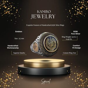 İslami Felak Surah Yüzüğü, Gümüş Yüzük, 925 Ayar Gümüş Erkek Yüzüğü, Büyük Yüzük - Görsel 2