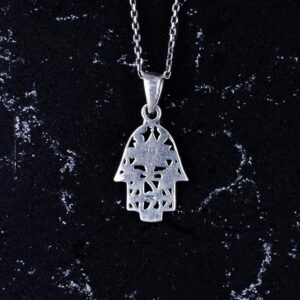 925 Ayar Gümüş Hamsa Kolye Ucu - David Yıldızı Tasarımı ile El Yapımı Kolye - Görsel 5