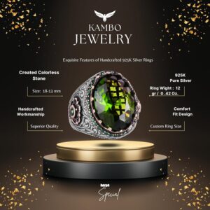 Yapay Taş Yüzük - 925 Ayar Gümüş El Yapımı Yüzük - Renkiz Yüzük - Görsel 2