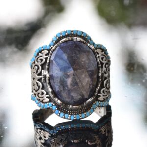 El Yapımı 925 Ayar Gümüş Erkek Yüzük Doğal Taş - Orta Doğu Kültürel Tasarımı (Oniks) - Görsel 6