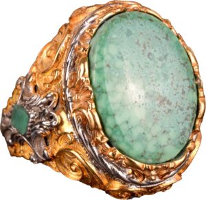 Gerçek Arizona Turkuaz Taş Yüzük, 17.15 Karat, 925 Ayar Gümüş Yüzük, Taşlı Gümüş Yüzük - Görsel 1