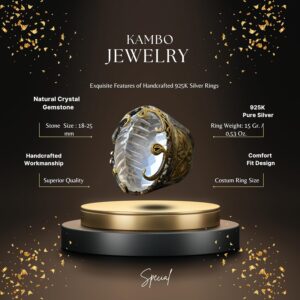 Gerçek Kristal Yüzük, Orta Doğu Desenli Ayar Gümüş Erkek Yüzüğü - Görsel 2