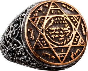 Süleyman Mührü Yüzüğü, Vintage Yüzük, 925 Ayar Gümüş Yüzük Erkekler İçin - Görsel 1