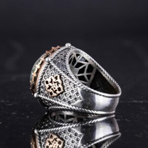 Gerçek Doğal Taş El Yapımı Yüzük - 925 Ayar Gümüş Yüzük (Moss Akik) - Görsel 7