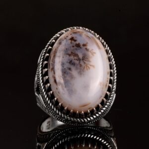 925 Ayar Gümüş Erkek Yüzük, Gerçek Doğal Yemen Akik Taşı Yüzük, Oval Tuğra Yüzük - Görsel 2